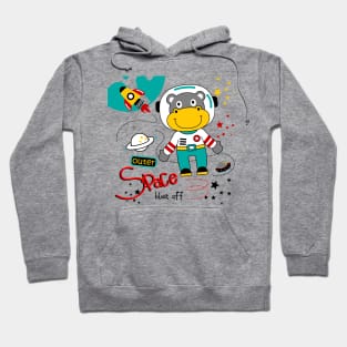 hippo outer space cartoon Hoodie